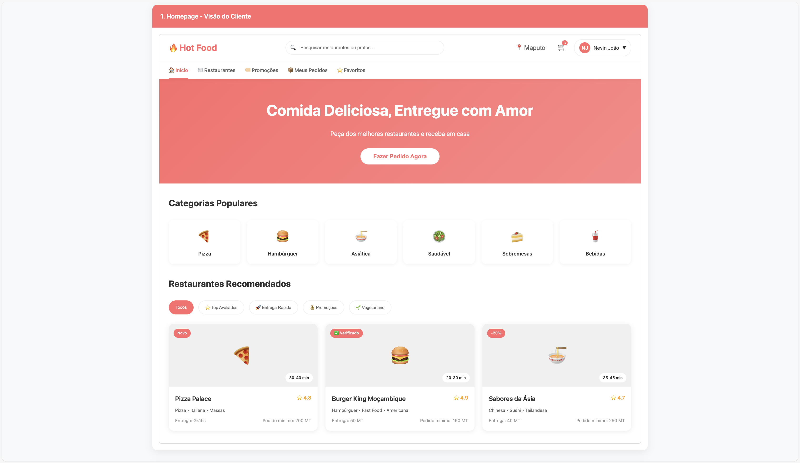 Interface 1 de Hot Food